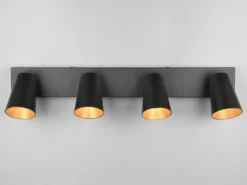 LED Deckenstrahler Schwarz Gold 4-flammig, Breite 64cm