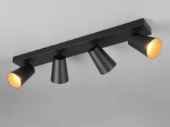 LED Deckenstrahler Schwarz Gold 4-flammig, Breite 64cm
