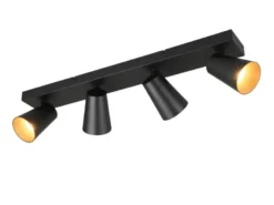 LED Deckenstrahler Schwarz Gold 4-flammig, Breite 64cm