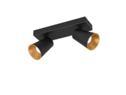 LED Deckenstrahler Schwarz Gold 2-flammig, Breite 28cm