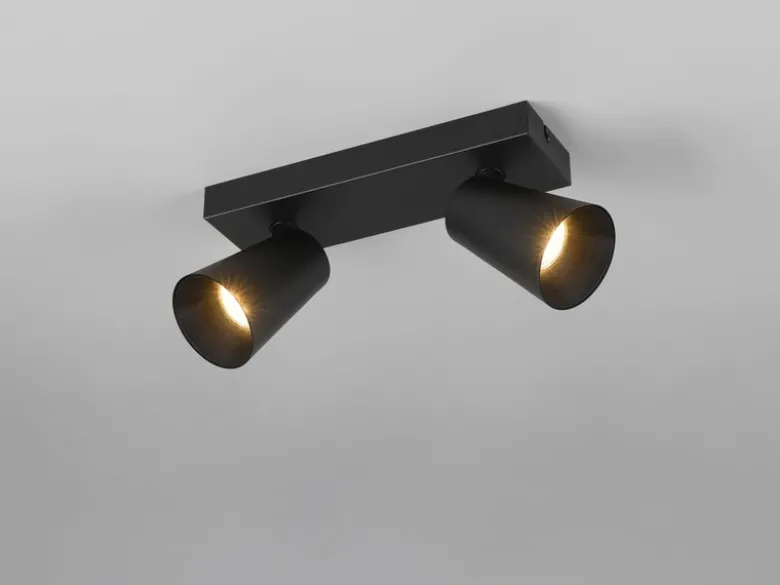 LED Deckenstrahler Schwarz Gold 2-flammig, Breite 28cm