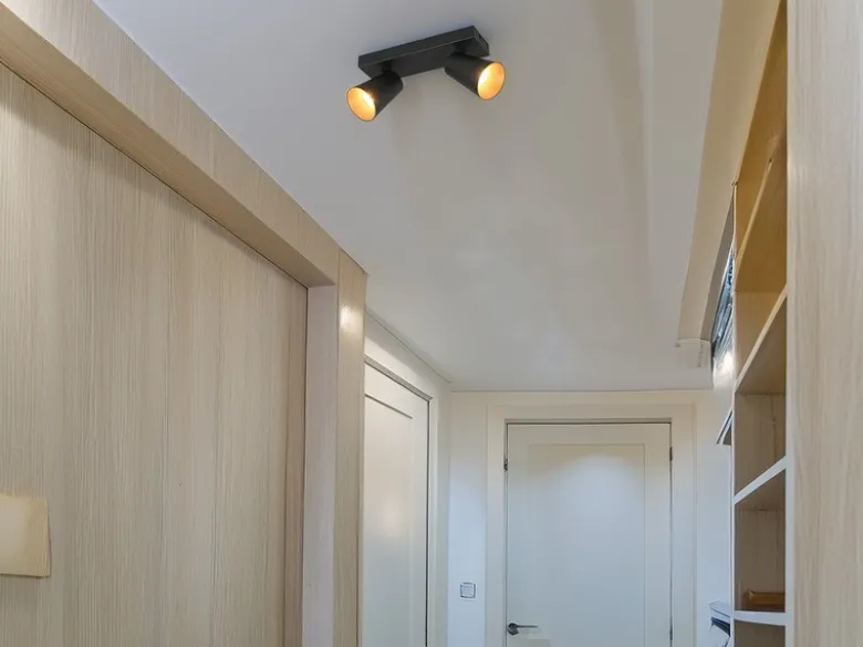 LED Deckenstrahler Schwarz Gold 2-flammig, Breite 28cm