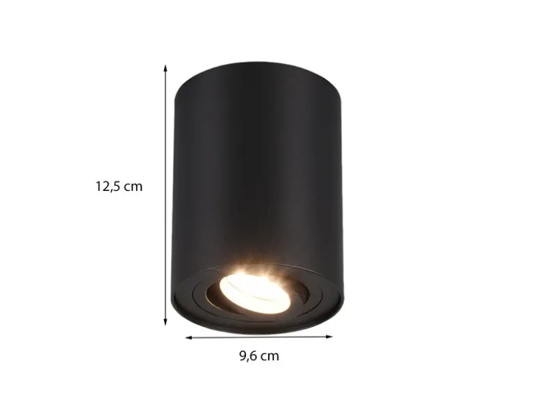 LED Deckenstrahler Schwarz mit schwenkbarem Spot, Ø 9,6cm