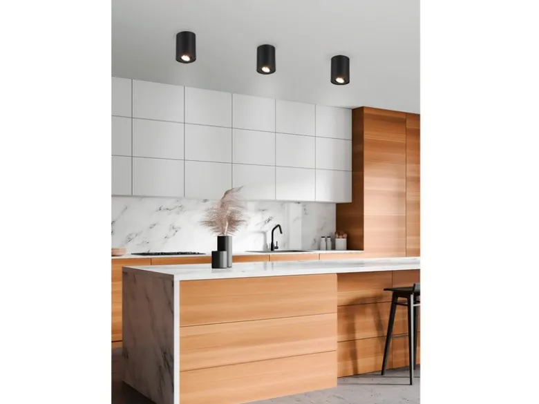 LED Deckenstrahler Schwarz mit schwenkbarem Spot, Ø 9,6cm