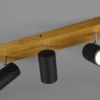LED Deckenstrahler Schwarz mit Holz 3-flammig, Breite 44cm