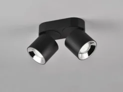 LED Deckenstrahler Schwarz 2 Spots schwenkbar dimmbar, Breite 18cm