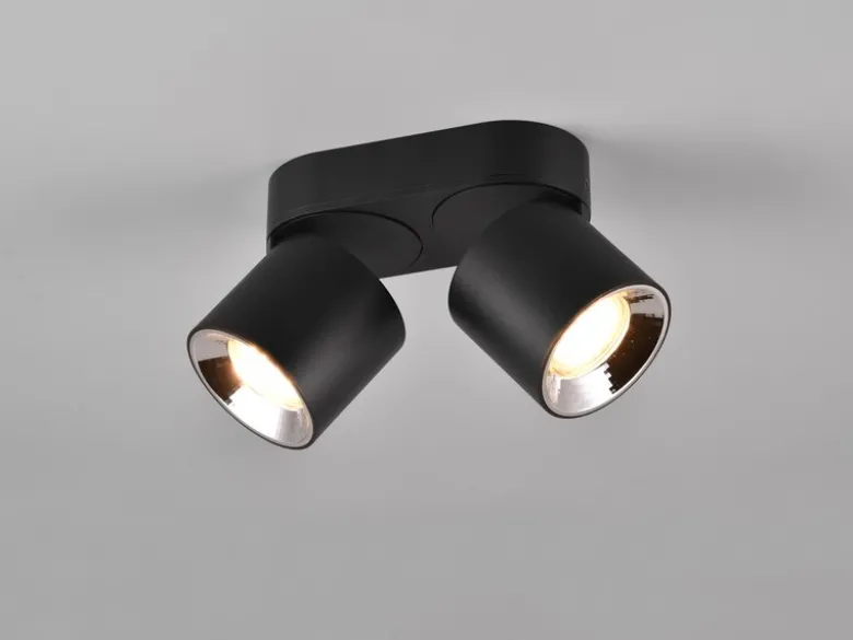 LED Deckenstrahler Schwarz 2 Spots schwenkbar dimmbar, Breite 18cm