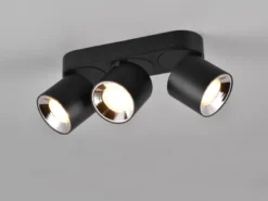 LED Deckenstrahler Schwarz 3 Spots schwenkbar dimmbar, Breite 27cm