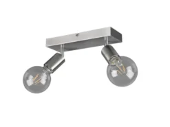 LED Deckenstrahler Silber, Balken 2-flammig dimmbar, Breite 26cm