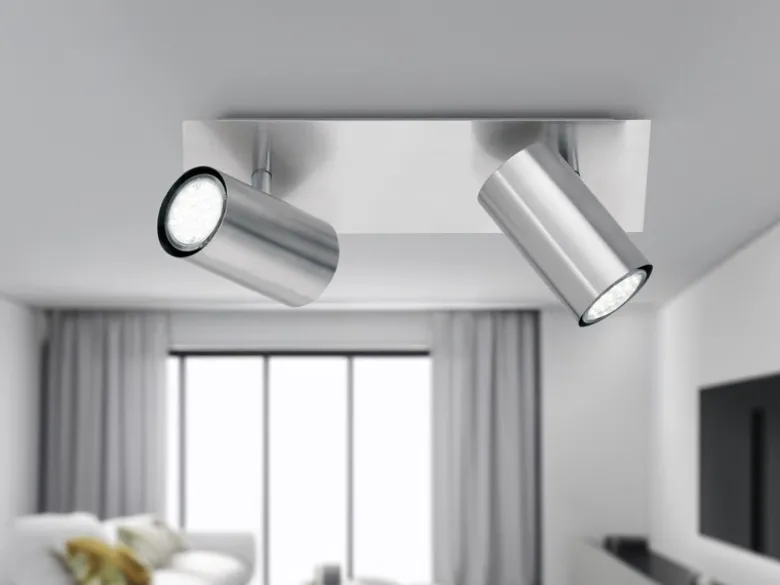 LED Deckenstrahler Silber 2-flammig, Breite 30cm