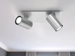 LED Deckenstrahler Silber 2-flammig, Breite 30cm