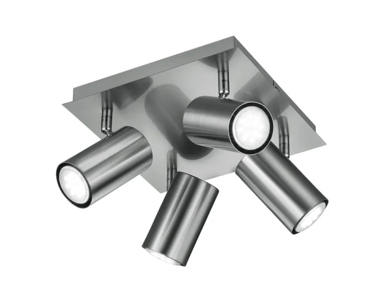 LED Deckenstrahler Silber 4-flammig, Quadrat 24cm