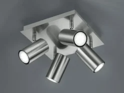 LED Deckenstrahler Silber 4-flammig, Quadrat 24cm