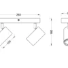 LED Deckenstrahler Silber mit Holz 2-flammig, Breite 25cm