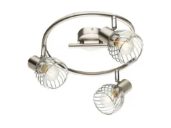 LED Deckenstrahler Silber, Rondell 3-flammig Gitter Lampenschirme, Ø 28cm