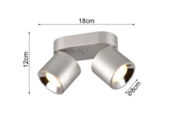 LED Deckenstrahler Silber 2 Spots schwenkbar dimmbar, Breite 18cm