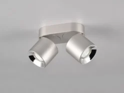 LED Deckenstrahler Silber 2 Spots schwenkbar dimmbar, Breite 18cm