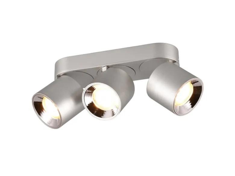 LED Deckenstrahler Silber 3 Spots schwenkbar dimmbar, Breite 27cm