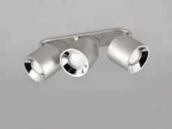 LED Deckenstrahler Silber 3 Spots schwenkbar dimmbar, Breite 27cm