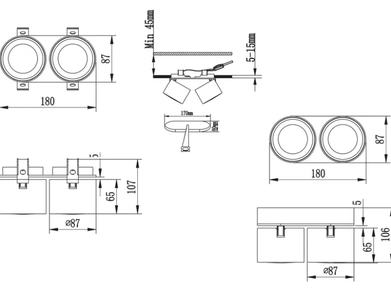 LED Deckenstrahler TAURUS 2-flammig Weiß, Breite 18cm