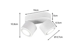 LED Deckenstrahler TAURUS 2-flammig Weiß, Breite 18cm