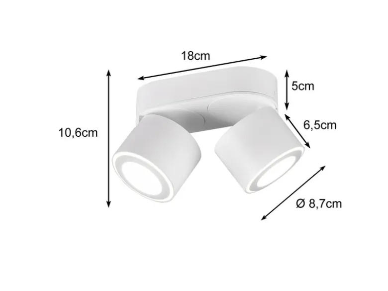 LED Deckenstrahler TAURUS 2-flammig Weiß, Breite 18cm