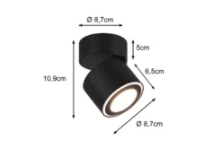 LED Deckenstrahler TAURUS 1-flammig Schwarz, Ø 8,7cm
