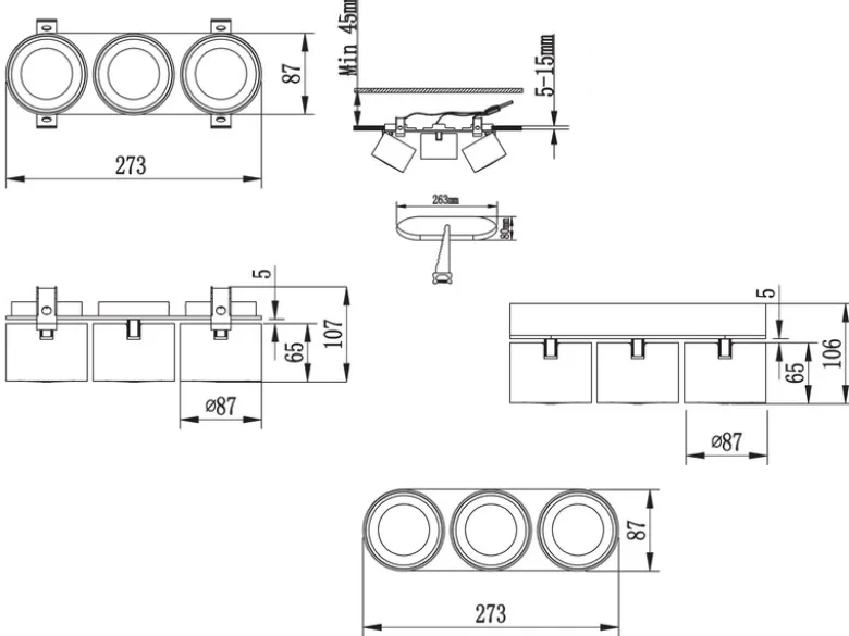 LED Deckenstrahler TAURUS 3-flammig Weiß, Breite 27,3cm