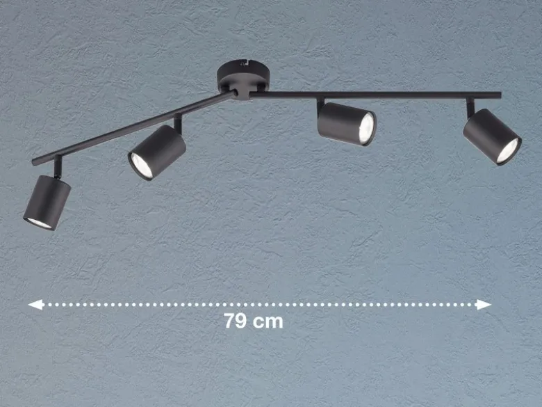 LED Deckenstrahler VANO Schwarz 4-flammig, Breite 79cm