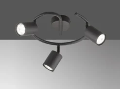 LED Deckenstrahler VANO Schwarz Rondell 3-flammig, Ø 38cm