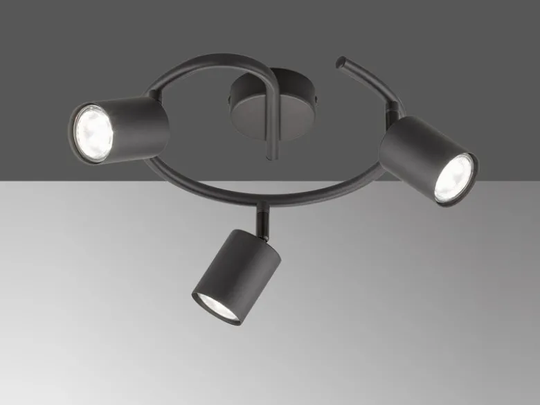 LED Deckenstrahler VANO Schwarz Rondell 3-flammig, Ø 38cm