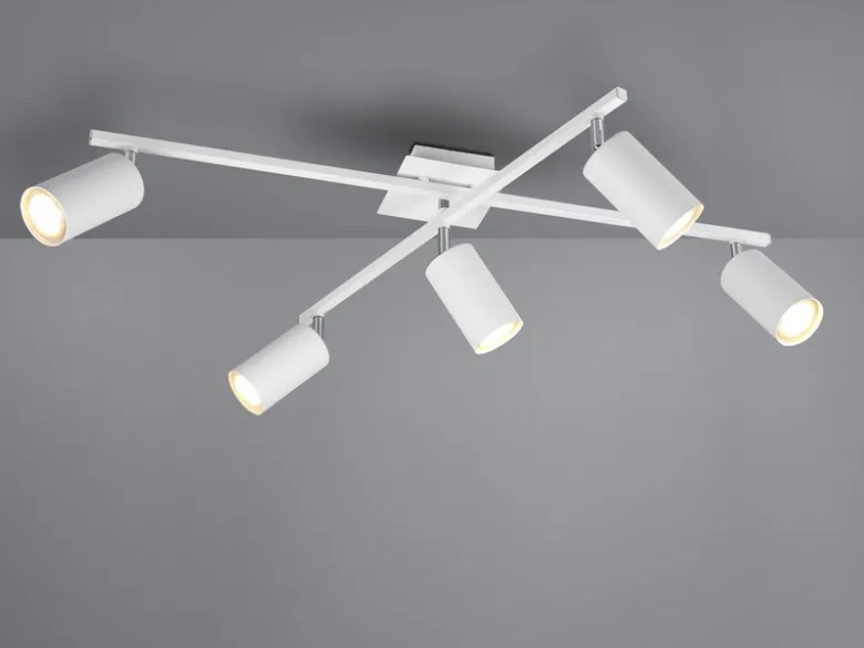 LED Deckenstrahler Weiß 5-flammig, verstellbare Spots, Breite 77,5cm