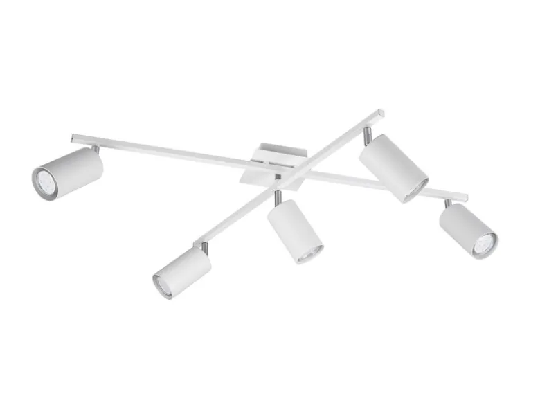 LED Deckenstrahler Weiß 5-flammig, verstellbare Spots, Breite 77,5cm