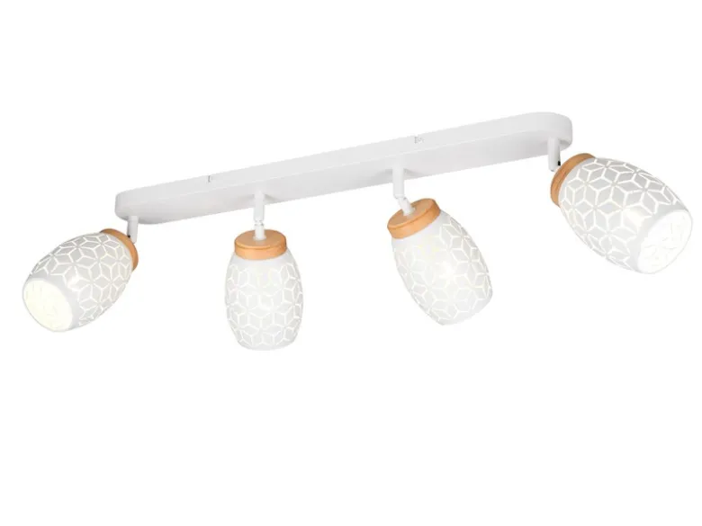 LED Deckenstrahler Weiß 4-flammig mit Stanzmuster, Breite 74cm