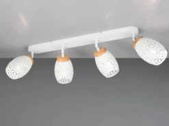 LED Deckenstrahler Weiß 4-flammig mit Stanzmuster, Breite 74cm