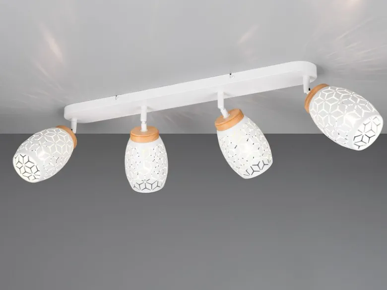 LED Deckenstrahler Weiß 4-flammig mit Stanzmuster, Breite 74cm