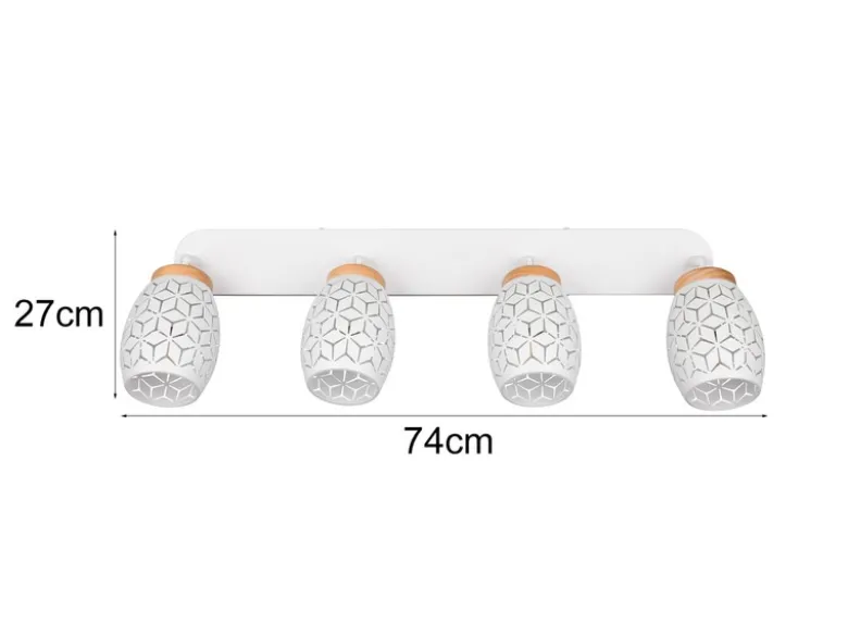 LED Deckenstrahler Weiß 4-flammig mit Stanzmuster, Breite 74cm