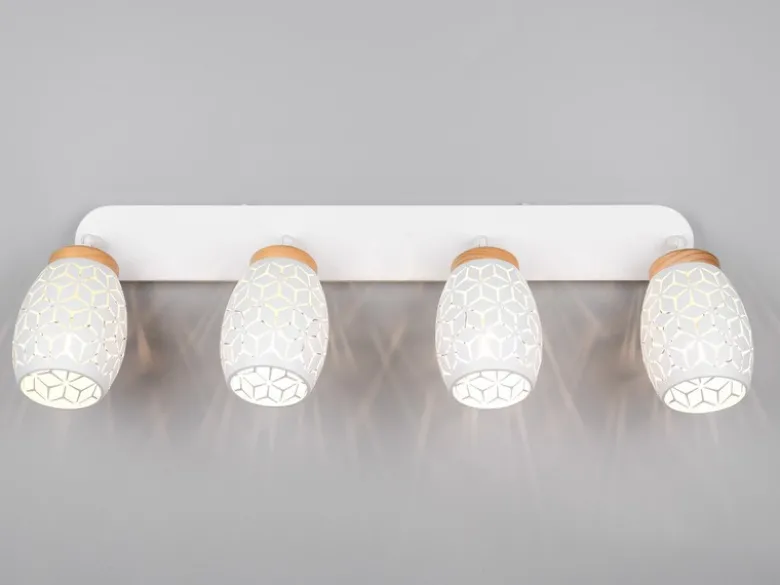 LED Deckenstrahler Weiß 4-flammig mit Stanzmuster, Breite 74cm