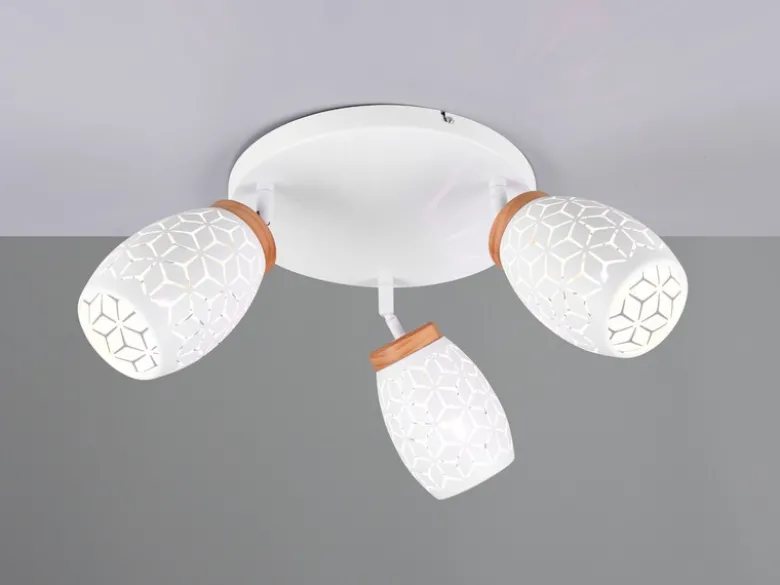 LED Deckenstrahler Weiß 3-flammig mit Stanzmuster, Ø58cm