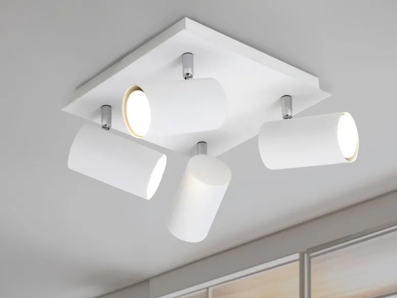 LED Deckenstrahler Weiß 4-flammig, Quadrat 24cm