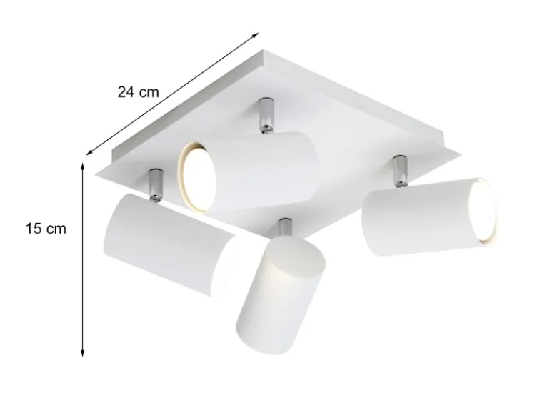 LED Deckenstrahler Weiß 4-flammig, Quadrat 24cm