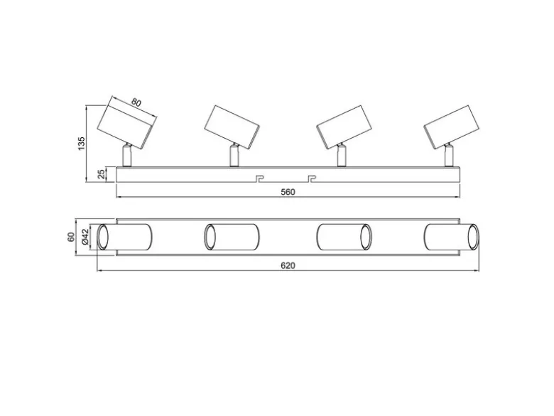 LED Deckenstrahler Weiß 4-flammig, Breite 56cm