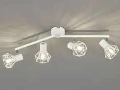 LED Deckenstrahler Weiß 4-flammig, Gitterlampe schwenkbar, Breite 60cm