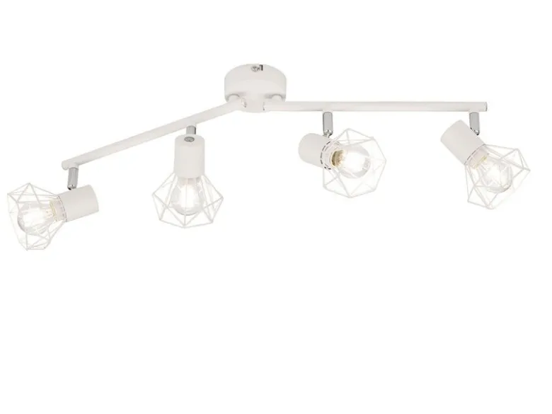 LED Deckenstrahler Weiß 4-flammig, Gitterlampe schwenkbar, Breite 60cm