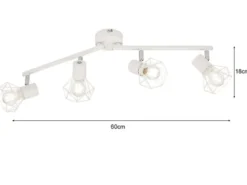 LED Deckenstrahler Weiß 4-flammig, Gitterlampe schwenkbar, Breite 60cm