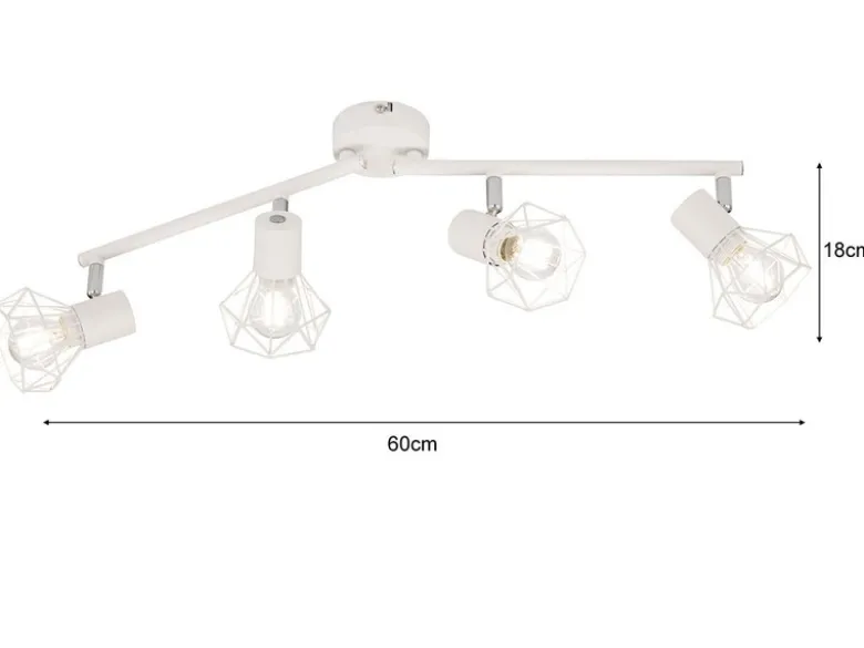 LED Deckenstrahler Weiß 4-flammig, Gitterlampe schwenkbar, Breite 60cm
