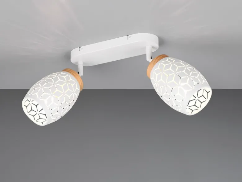 LED Deckenstrahler Weiß 2-flammig mit Stanzmuster, Breite 28cm
