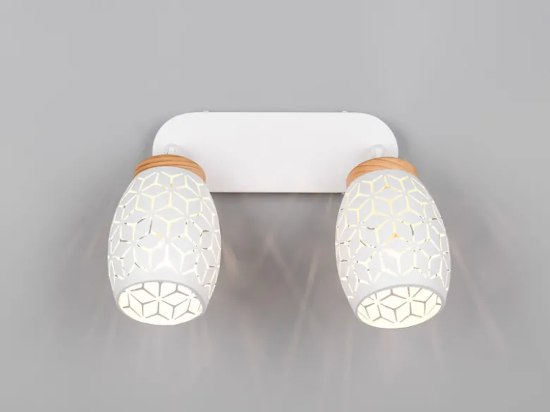 LED Deckenstrahler Weiß 2-flammig mit Stanzmuster, Breite 28cm