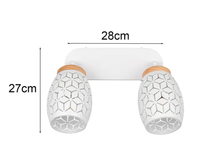 LED Deckenstrahler Weiß 2-flammig mit Stanzmuster, Breite 28cm