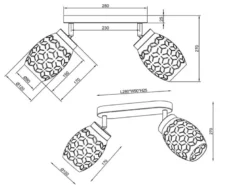 LED Deckenstrahler Weiß 2-flammig mit Stanzmuster, Breite 28cm